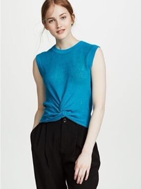 Veronica Beard | NWOT Teal Linen Blend Twist-Front Sleeveless Top